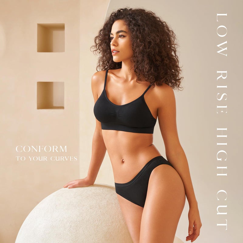 SIMIYA 10-Pack Women's Low Rise Briefs, Hipster Panties Stretch Bikini Underwear Black Small - Image 3